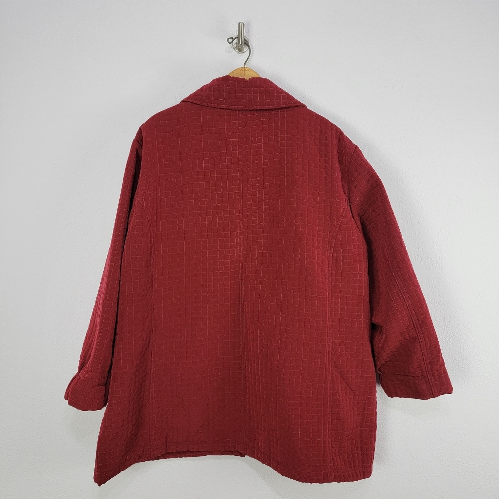 Tudor Court by Haband Red Quilted Snap Button Jacket Size 2X - Picture 2 of 14